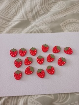 Wood strawberry buttons, 15 pieces  - $3.00
