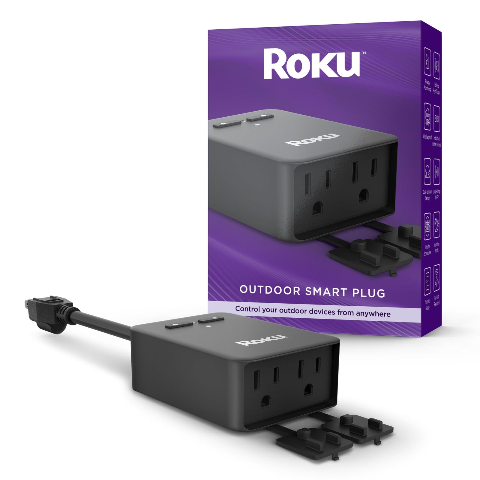 Roku Smart Home Outdoor Smart Plug - WiFi Smart Plugs Works with Alexa & Google