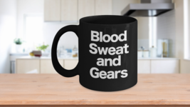 Blood Sweat Gears Mug Black Coffee Cup Funny Gift for Drag Racing, Dirt Bike - £16.59 GBP+