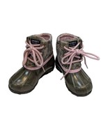 Toddler Girls Sperry Duck Boots Size 6 Camo/Pink Excellent Condition - £16.74 GBP
