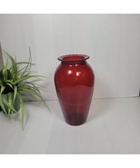 Vintage Ruby Red Glass Flower Vase Anchor Hocking 9&quot; - $28.00