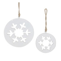 White Wood Snowflake Cut-Out Ornament (Set of 12) - $1,196.22 MXN