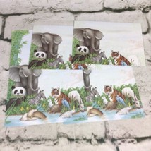 Wild Animal Themed Stationary Lot 4 Sheets 2 Envelopes Elephants Pandas VTG 1993 - $9.89