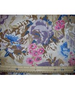 PINK PURPLE BLUE Floral on CREAM Cotton Fabric 44&quot; wide x 2+ yards  - €8,57 EUR