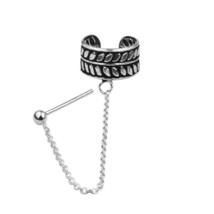 925 Sterling Silver Leaf Ear Cuff with Chain - £10.95 GBP