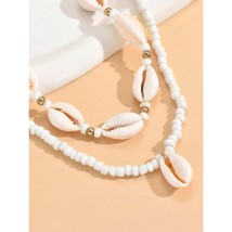 Layered Cowrie Shell &amp; White Bead Necklace Set – Beach Boho Choker  - $15.00