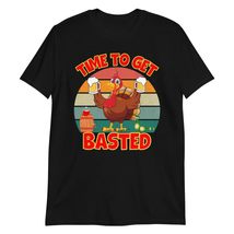Time to Get Basted Retro Turkey Thanksgiving Men Women T-Shirt Black - £14.58 GBP+