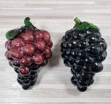 Set of Black &amp; Purple Molded Art Glass Grape Clusters - £18.04 GBP