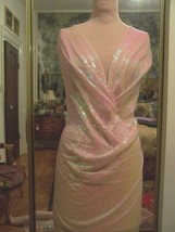 5yds Sheer Stretch Pink Mesh Fabric Covered In Iridescent Mini Sequins - £70.33 GBP