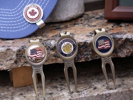 American Flag Ball Marker / W Slide Divot Tool / Blue Background - £12.98 GBP