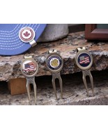 American Flag Ball Marker / W Slide Divot Tool / Blue Background - $314.31 MXN
