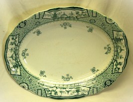 Ironstone Oval Platter Oriental Green Abstract Trim England - £98.68 GBP