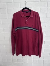 Vintage Nautica Long Sleeve Polo Shirt Mens XL Red With Logo  Horizontal... - $19.59