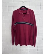 Vintage Nautica Long Sleeve Polo Shirt Mens XL Red With Logo  Horizontal... - £15.52 GBP