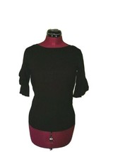 NY Collection Sweater Pullover Top Black Women Ruffled Short Sleeves Size XS - $33.67