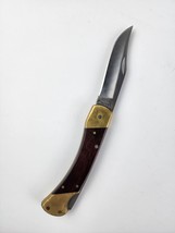 Vintage Schrade + LB-7 Lockback Dark wooden handle hunting knife Serial #64112 - $44.54