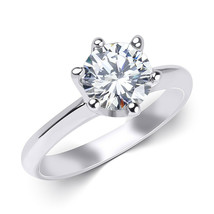1 Carat CZ Solitaire Ring Round Cut Wedding Engagement Authentic Sterling Silver - £22.38 GBP