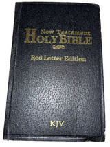 New Testament Black &amp; Gold Holy Bible KJV Small Pocket Purse Red Letter ... - £5.43 GBP
