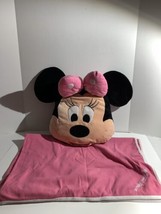 Disney Store Jumbo Minnie Mouse Head Face Pillow and Blanket Plush Pink Bow - £11.40 GBP