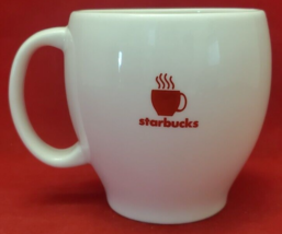 Starbucks 2004 Abbey Coffee Mug 14oz White Stoneware Cup Red Steaming Logo - £7.74 GBP