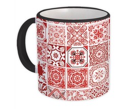 Mosaic Tiles Patchwork : Gift Mug Red All Occasion Decor - £12.49 GBP