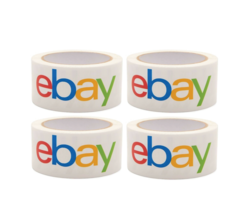 4 Rolls Official eBay Branded Logo BOPP Shipping Tape White New Sealed - $16.67