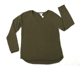 H&amp;M Basic Olive Green Long Sleeve V Neck Pullover Sweater Womens Medium New - £20.31 GBP