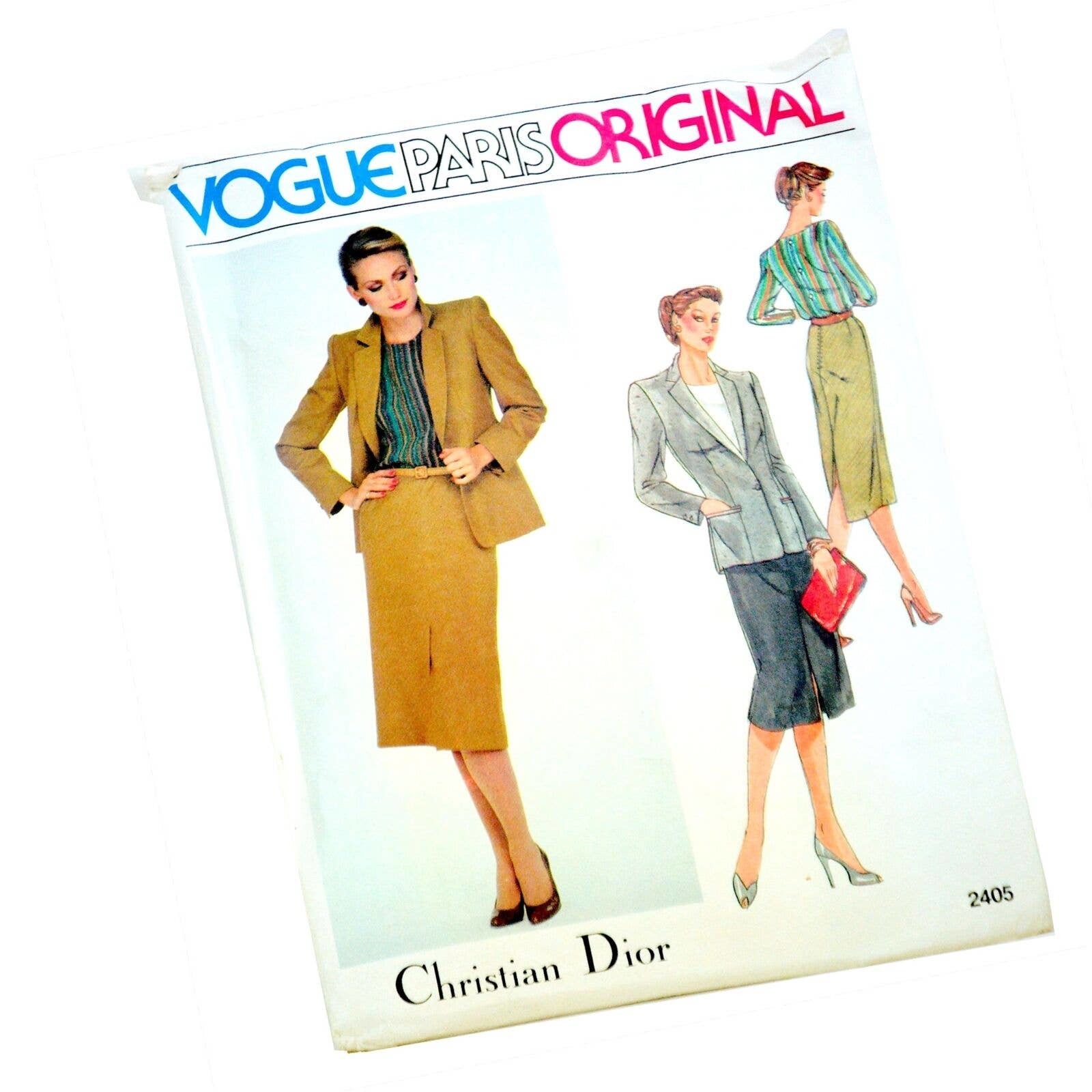 Primary image for Vogue Paris Orig 2405 Pattern Christian Dior Jacket Skirt Blouse 1980 Uncut Sz 8