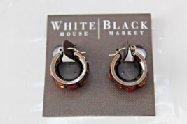 White House Black Market Post Back Small Hoop Amber Gemstone Earrings 1/2 Inch - $17.79