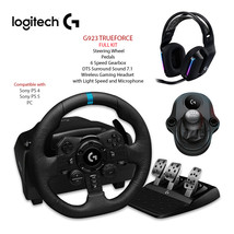  KIT Logitech G923 Steering Wheel, Pedals, Gearbox, DTS WIFI Headset, Microphone - £634.01 GBP