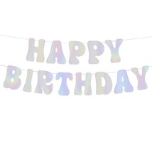 Iridescent Happy Birthday Foil Banner - 5 Ft. | Bday Party Decorations, 70S Cool - £15.95 GBP