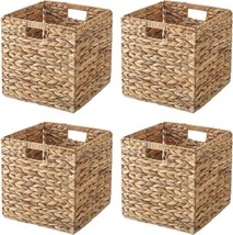 Vk Living Foldable Handwoven Water Hyacinth Storage Baskets Wicker Cube Baskets - £57.53 GBP