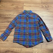 Crewcuts Boys Blue Plaid Long Sleeve Button Up Shirt Size Small 6/7 J.Crew - $23.76