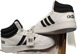 Size 11 Men Adidas Hoops 3.0 MID BasketBall Shoes GW3019 White Black 100% New - £51.83 GBP
