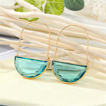 Blue Crystal &amp; 18K Gold-Plated Semicircle Drop Earrings - £11.14 GBP