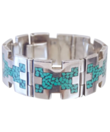 Jacopo Bros Turquoise Inlay Mexican Arte En Plata MMR Sterling Silver Br... - $548.79 CAD