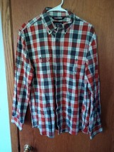 Carhartt Loose Fit Midweight Work Shirt Mens Size M Red Orange Plaid Button down - £15.66 GBP