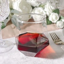 12 Clear 12 Oz Geometric Stemless Plastic Wine Glasses Party Events Decorations - £20.54 GBP
