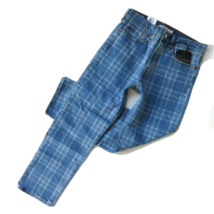 NWT Levi&#39;s Wedgie Straight in Jive Chill Plaid Stretch Denim Crop Jeans 28 $98 - £44.37 GBP