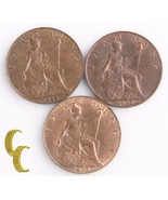 1923-1925 Great Britain Farthing Lot (au-Bu, 3 Pieces) George V England-... - $83.31