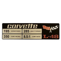 C3 Corvette Spec Data Plate Embossed Scratch-Resistant Aluminum L-48 Eng... - $26.05