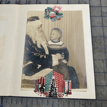 Vintage Photograph 1960s Boy On Santa’s Lap In Christmas Card Sleeve San... - $9.44