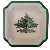 Vintage Spode Christmas Tree Square White Holiday Ashtray Dishes 4.5&quot; England - £5.41 GBP