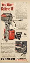 1949 Print Ad Johnson Sea-Horse Outboard Motors Mile Master Gas Tank Wau... - $17.65