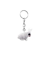 Bunny Rabbit Czech Glass Seed Bead 3D Figurine Keychain Metal Ring - Han... - $166.27 MXN