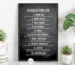 10 Rules for Life Motivational Inspirational Quote Wall Art Canvas Office Decor  - £19.12 GBP+