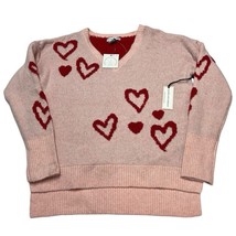 Cupcakes And Cashmere Sweater Womens M Pink Red Textured Heart Print Val... - $33.34