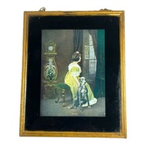 Antique Victorian 1800&#39;s photo Girl With A Dog Titled Memories Dressing Table - £37.47 GBP