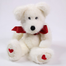 Boyds 10&quot; White Plush Bear Valerie B Bearhugs Hearts On Paws Soft And Mo... - $8.80