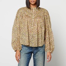 Isabel Marant Etoile Women&#39;s Salika Floral Printed Cotton Blouse Tunic Top XL 42 - £170.94 GBP